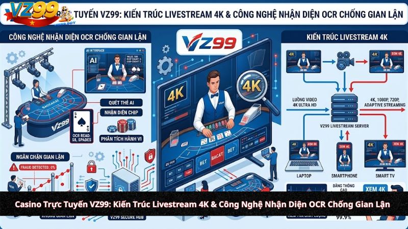 Casino Trực Tuyến VZ99: Kiến Trúc Livestream 4K & Công Nghệ Nhận Diện OCR Chống Gian Lận